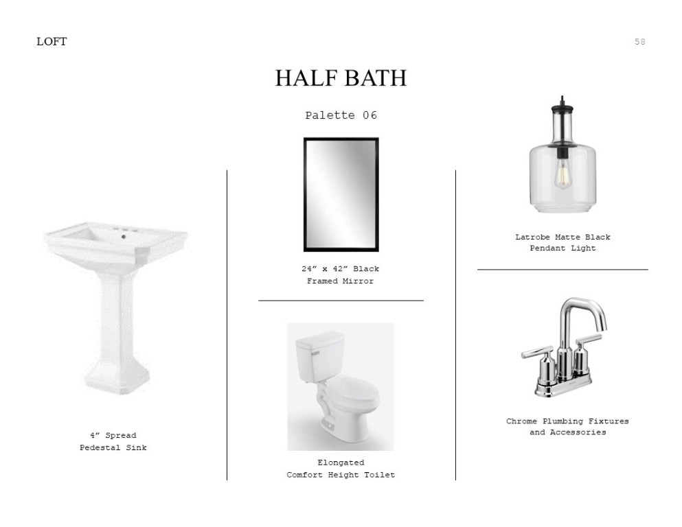 2822 Clapbread Lane Rosenberg, TX 77471 - Photo 22 of 37 Loft Look Palette 6: Half Bath Selection Sheet (*Artist rendering used for illustration purposes only.)