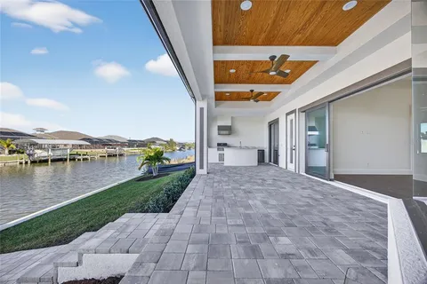 a view of a lake with a big yard