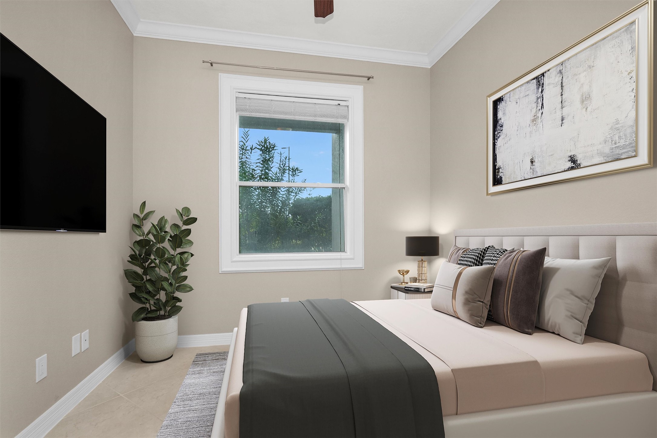 168 Lake Point Boulevard Montgomery, TX 77356 - Photo 22 of 34 a bedroom with a bed and a flat screen tv