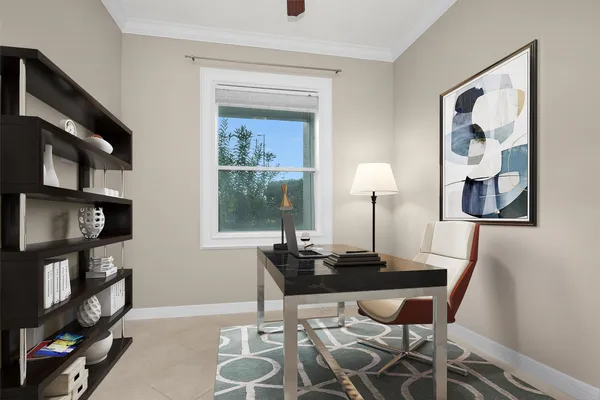 a dining room with table and chair