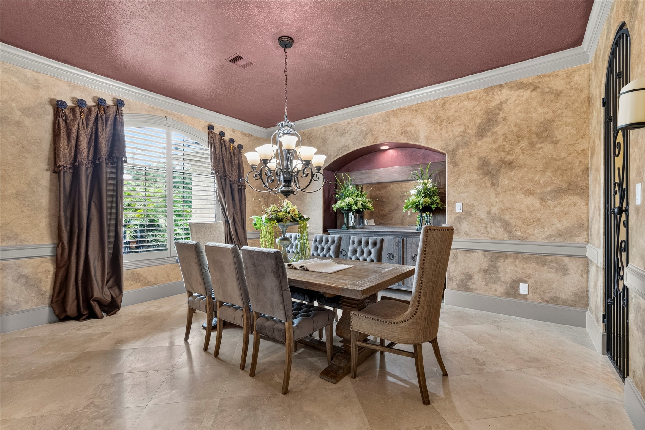 26 Post Shadow Estate Drive Spring, TX 77389 - Photo 13 of 49 The oversized Formal Dining room includes an alcove perfect for your buffet and a decorative wrought iron door to the wet bar
