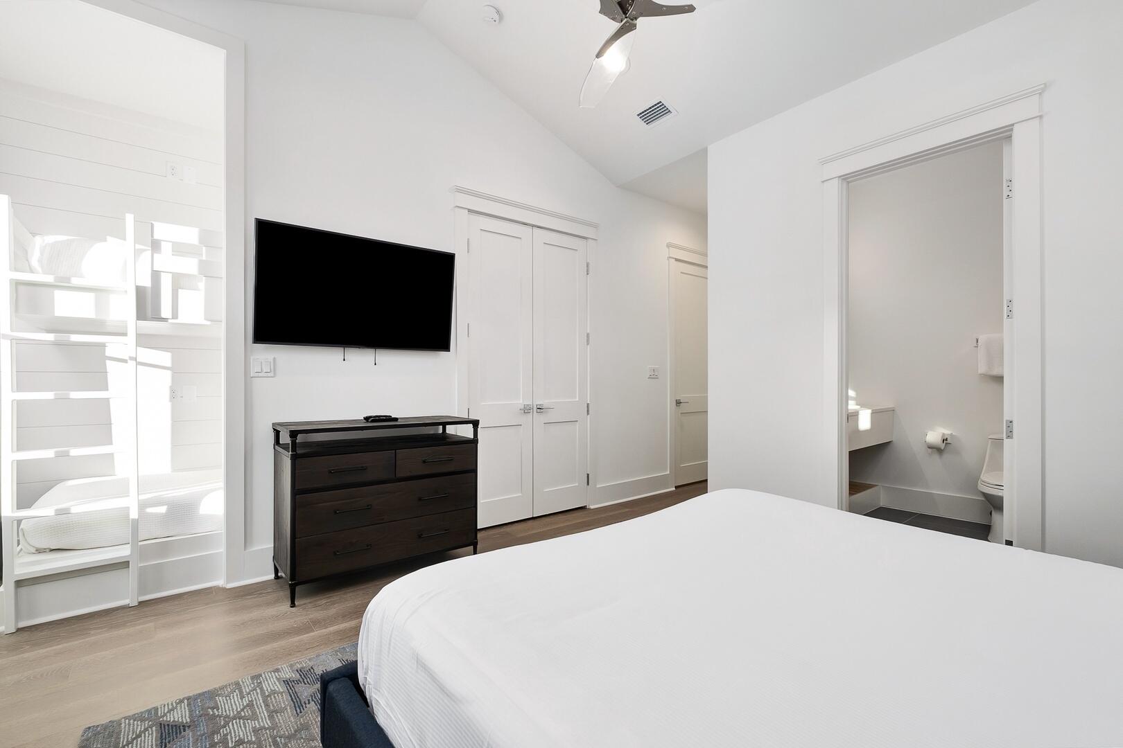 52 Seven Palms Dr Inlet Beach Inlet Beach, FL 32461 - Photo 31 of 51 a bedroom with a bed and a flat screen tv