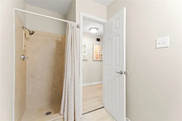 a bathroom with a shower