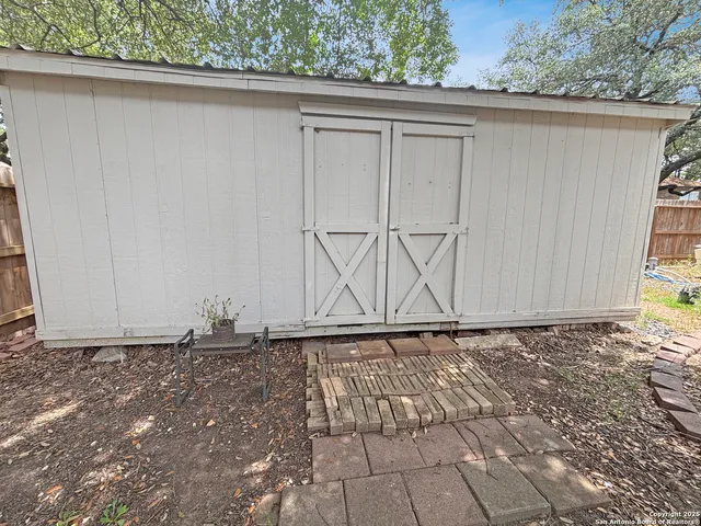 a view of a wooden door