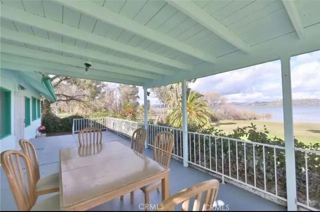 a view of outdoor space deck and lake view