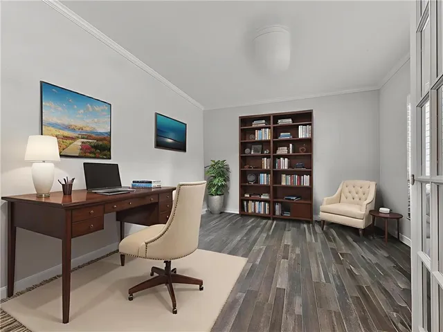 a workspace with furniture