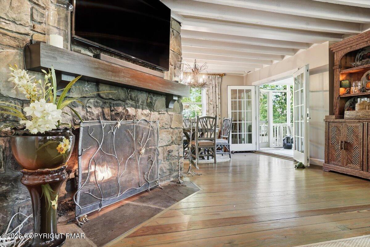 315 West Gate Road Cresco, PA 18326 - Photo 6 of 60 Living room fireplace