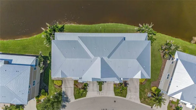 an aerial view of a house