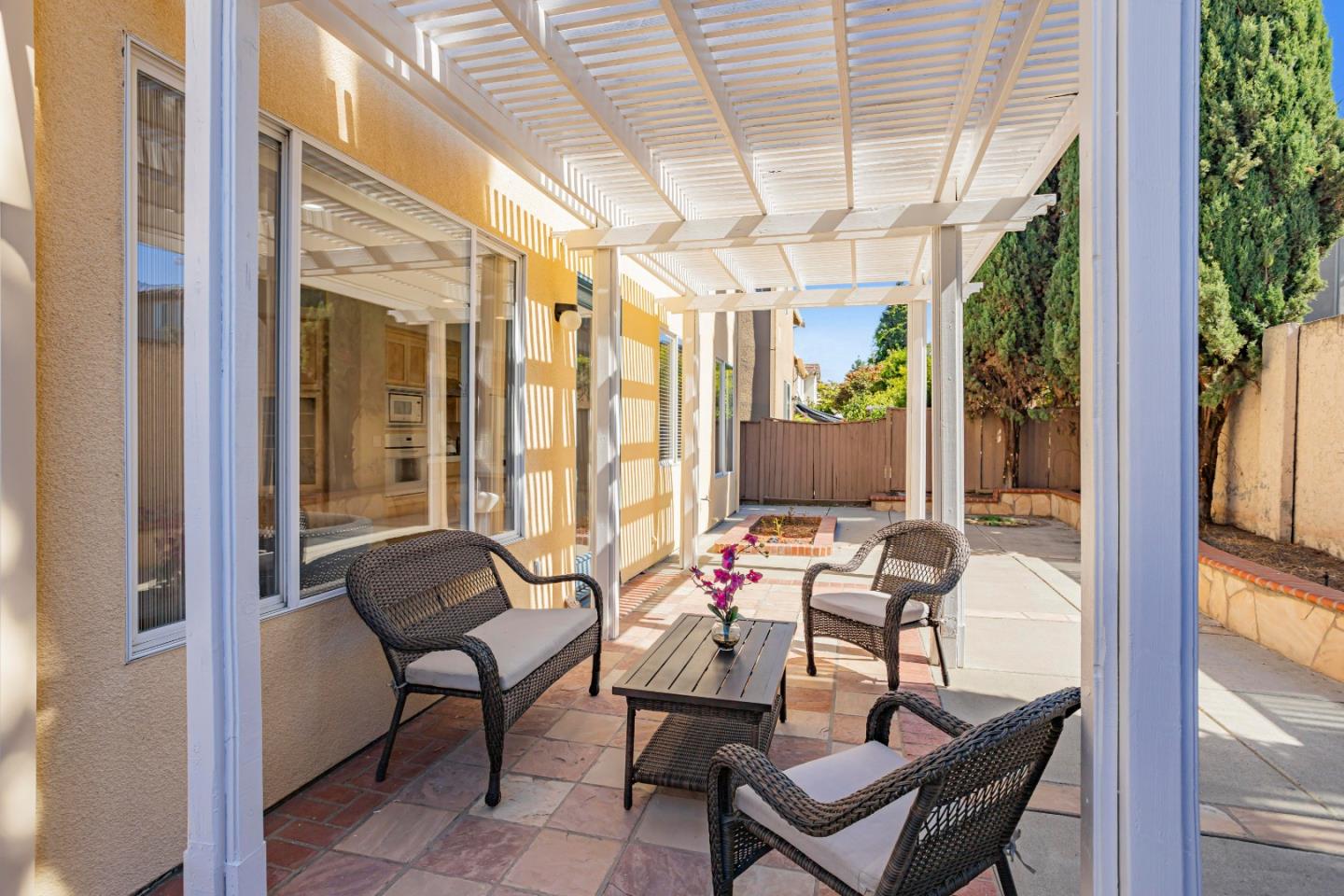 964 Cameron Circle Milpitas, CA 95035 - Photo 39 of 48 a outdoor space with patio the couches and a dining table with garden view