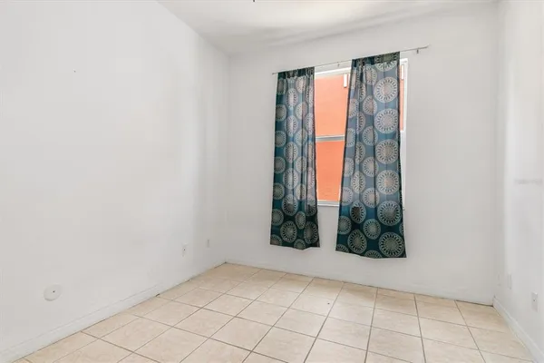 a view of a building from a living room