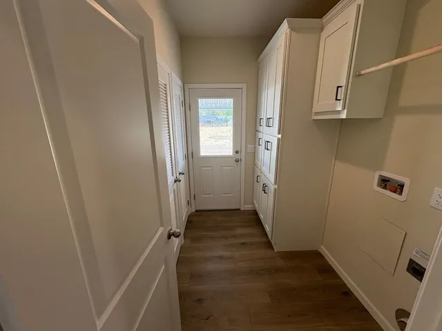 a view of a room with door