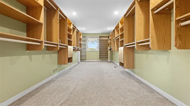 a view of walk in closet with empty racks