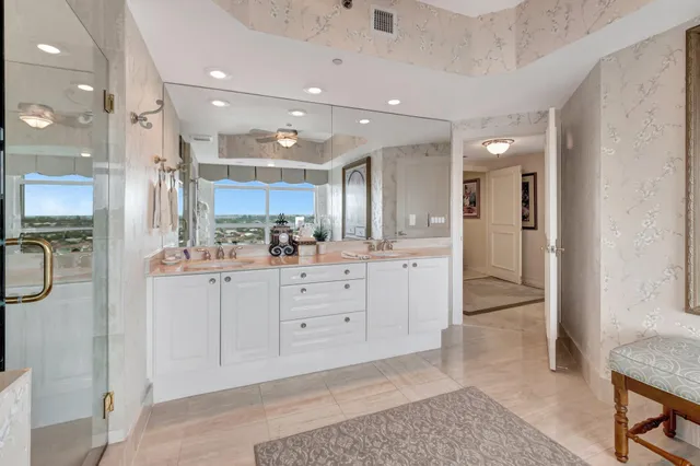 a view of a balcony with city view