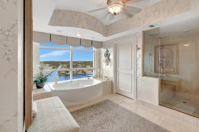 a view of city with tall buildings