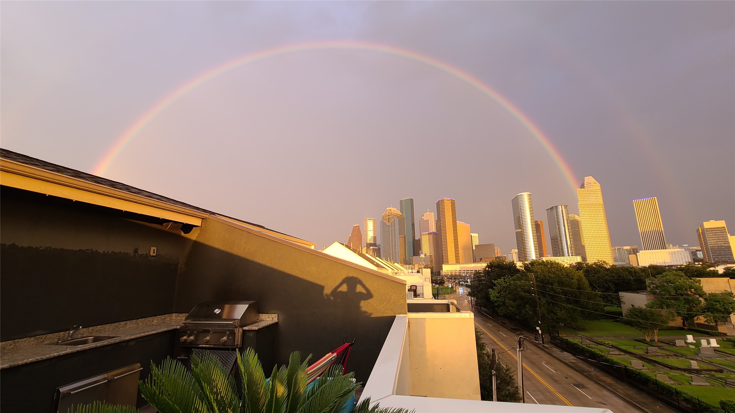 a view of a balcony with chairs