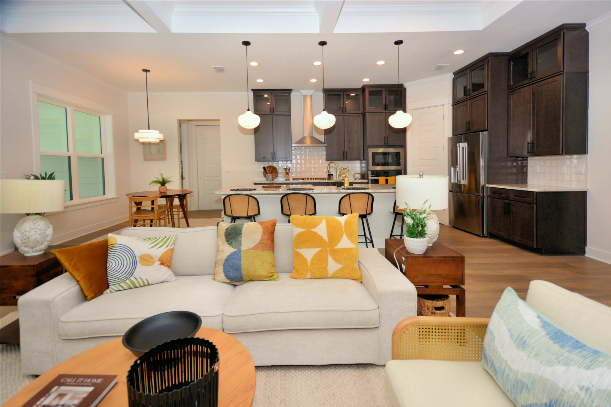 2646 Bailey Road Fernandina Beach, FL 32034 - Photo 24 of 42 a living room with furniture kitchen view and a chandelier