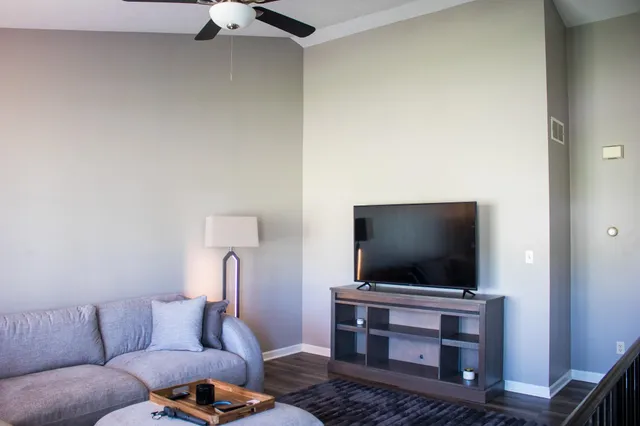 a living room with furniture