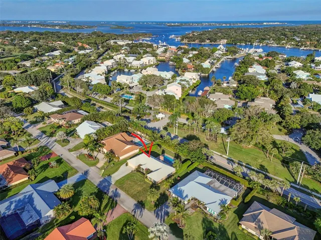 an aerial view of a house