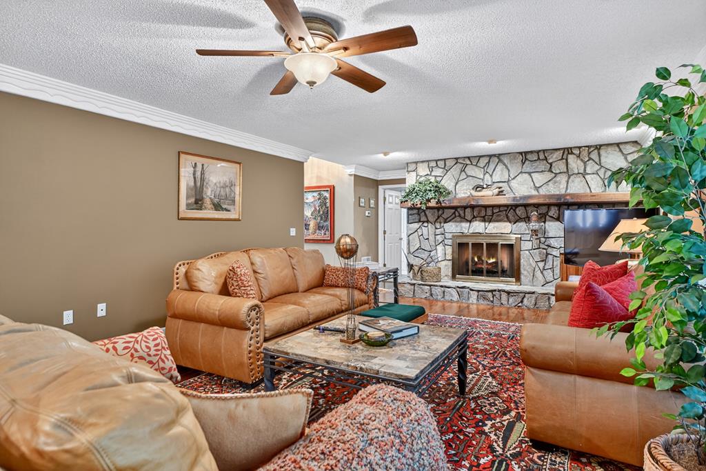 167 Whispering Pne Lane Cherry Log, GA 30522 - Photo 35 of 87 a living room with furniture a fireplace and a chandelier