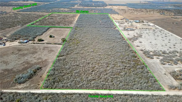 a view of a field with an ocean