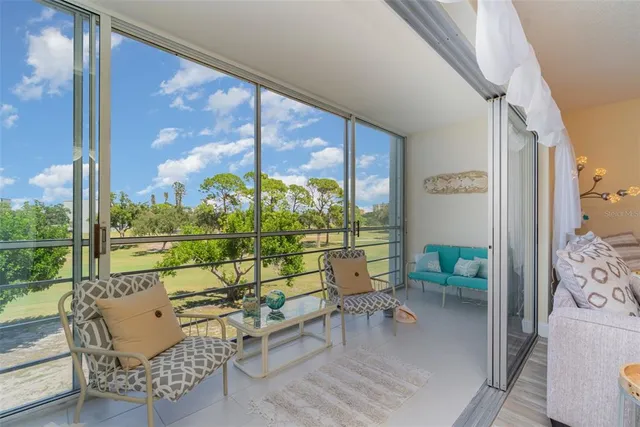 a outdoor view with a sitting space