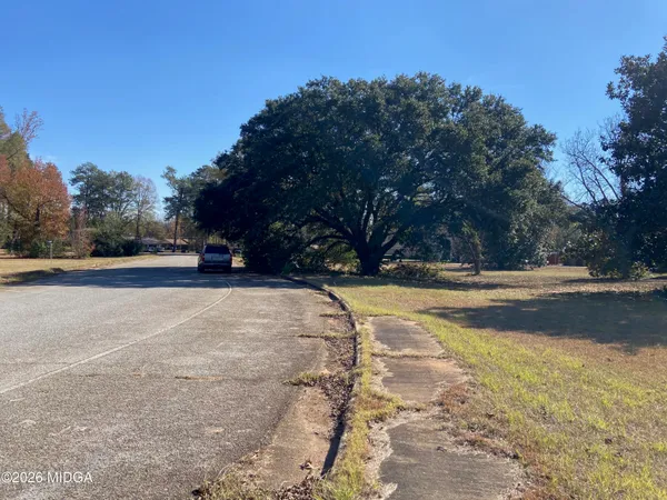 a view of road and trees
