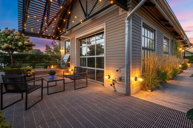 a view of a table and chairs in patio