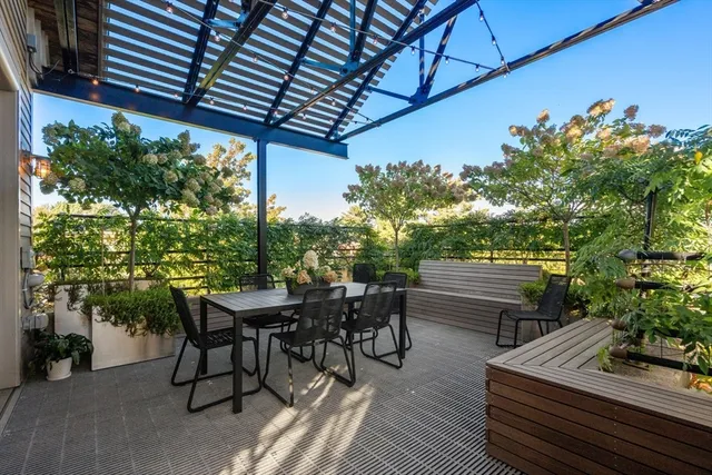 a outdoor view with a sitting space