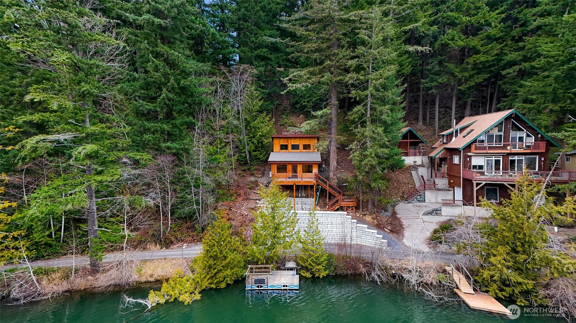 an aerial view of a house