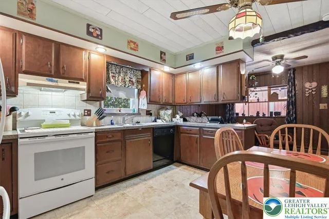 a kitchen with lots of counter top space