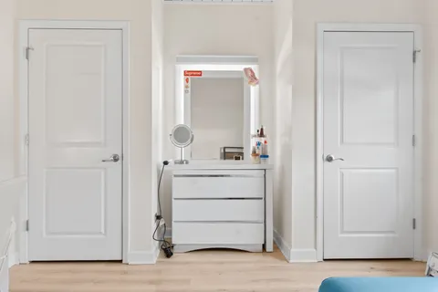 a bathroom with a shower and a bath tub
