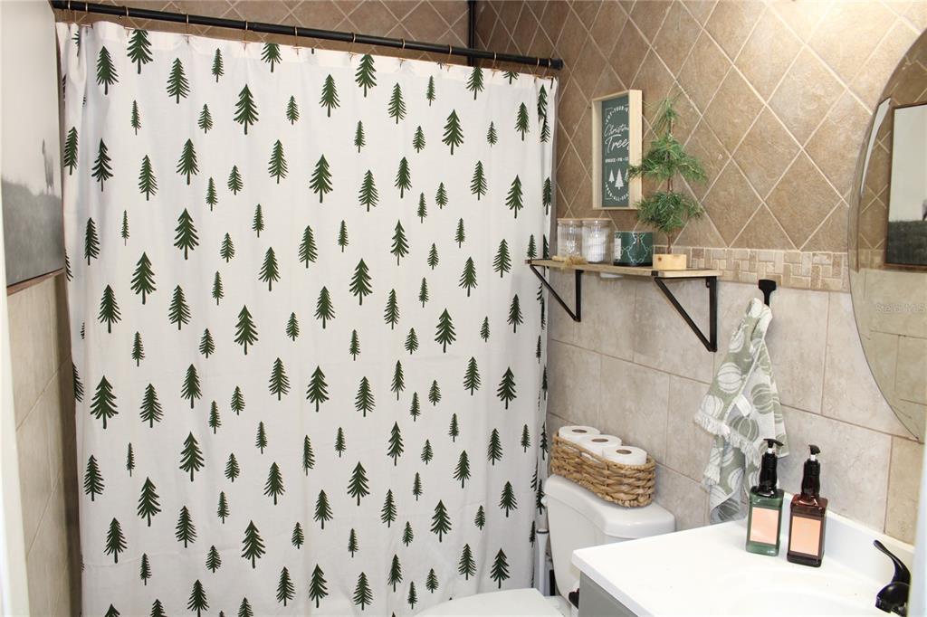 11364 79th Avenue Seminole, FL 33772 - Photo 18 of 28 a bathroom with a shower curtain and a sink