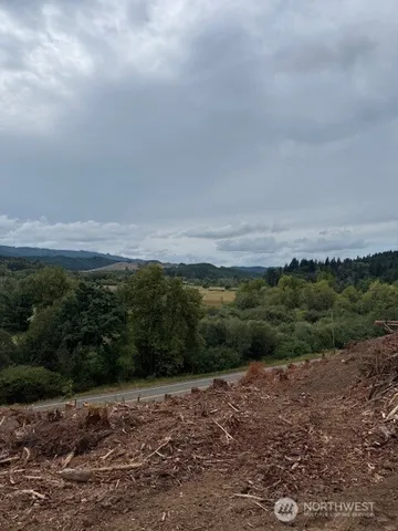 a view of a field with an ocean