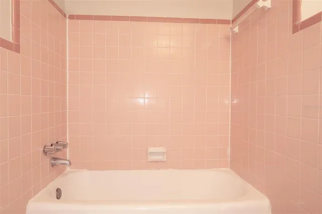 a bathroom with a bathtub