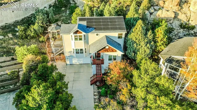 an aerial view of a house