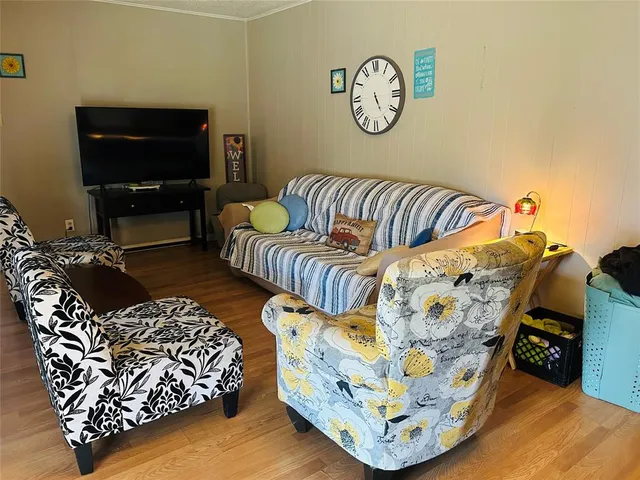 a living room with furniture