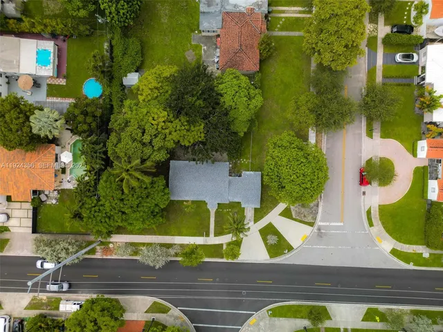 an aerial view of a house