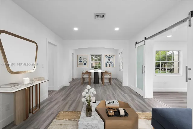 a living room with furniture