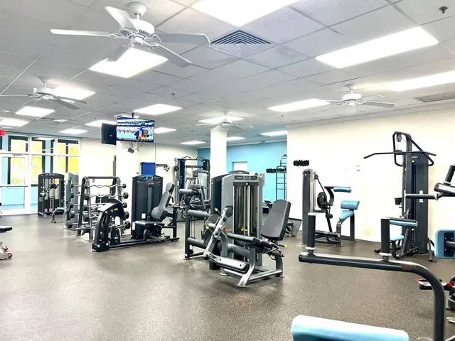 a view of a room with gym equipment