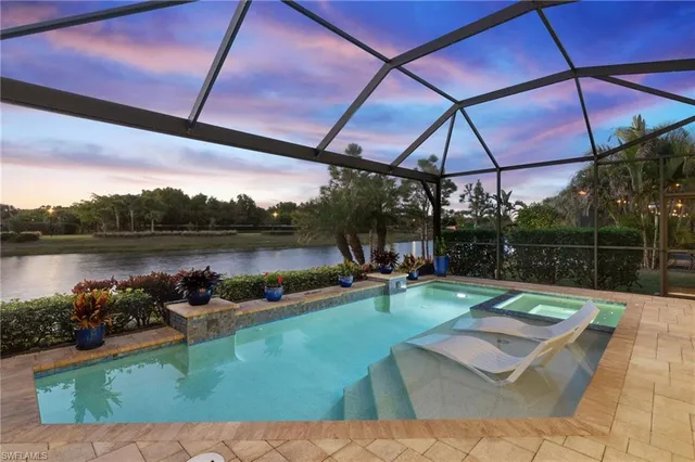 a view of a lake with a city