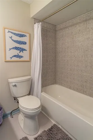 a bathroom with a toilet and a tub