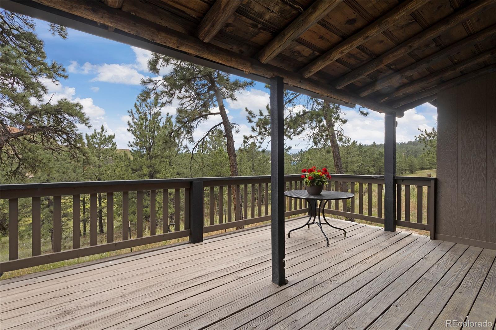 34200 Sioux Trail Pine, CO 80470 - Photo 27 of 37 a view of balcony with wooden floor