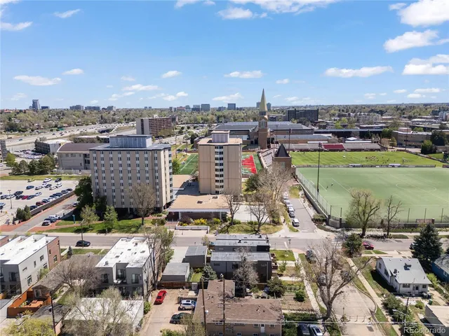 an aerial view of a city