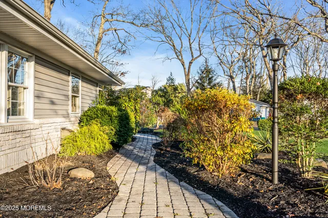 a view of a backyard of the house