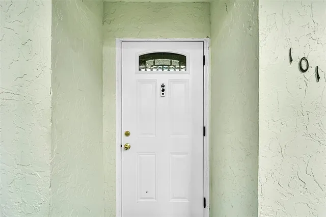 a hallway with a door