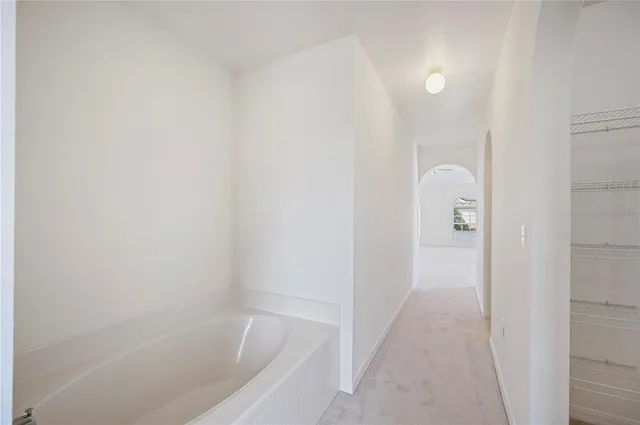 a bathroom with a bathtub