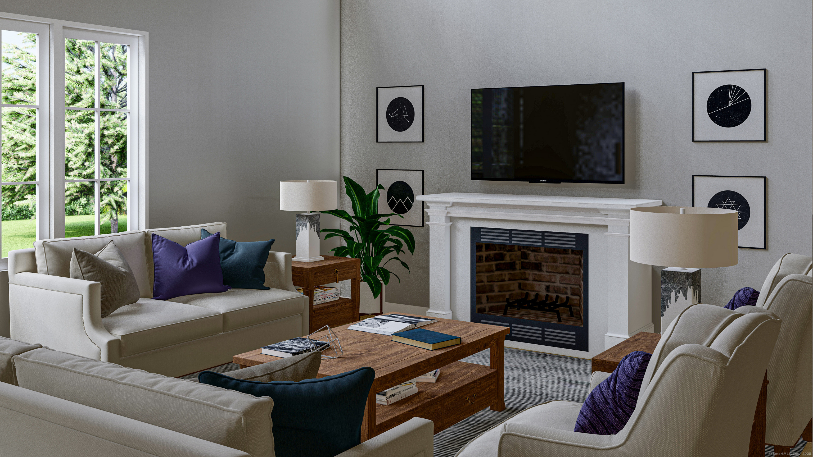 180 Bee Street Meriden, CT 06450 - Photo 5 of 25 a living room with furniture flat screen tv and a fireplace