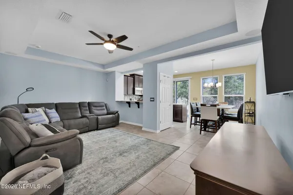 a living room with furniture