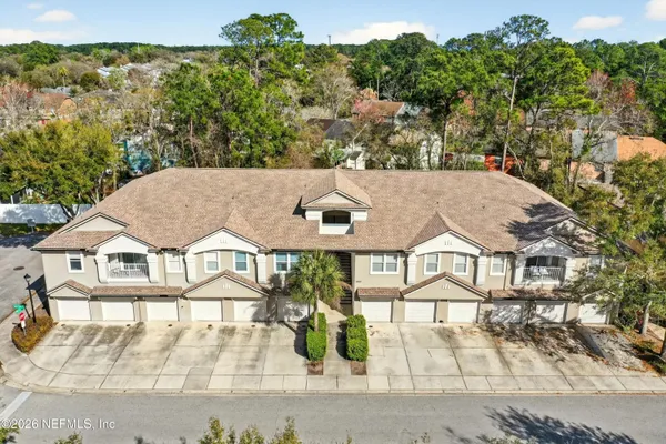 an aerial view of a house