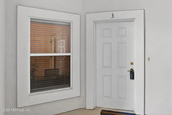 a view of wooden door